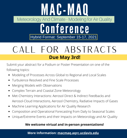MAC-MAQ 2021 - Call for Abstracts Due May 3